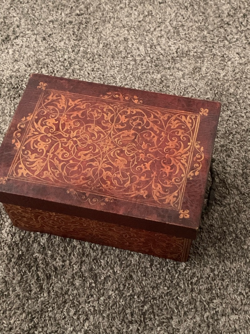 Decorative Ornate Red Wood Keepsake Box